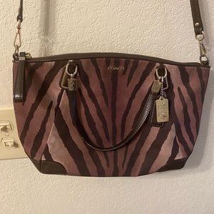 COACH Zebra Print satchel with dust bag